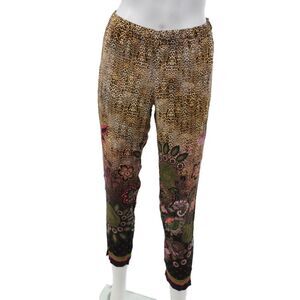 Sand Womens Ankle Pants Silk Multicolor Animal Print Pull On Size S